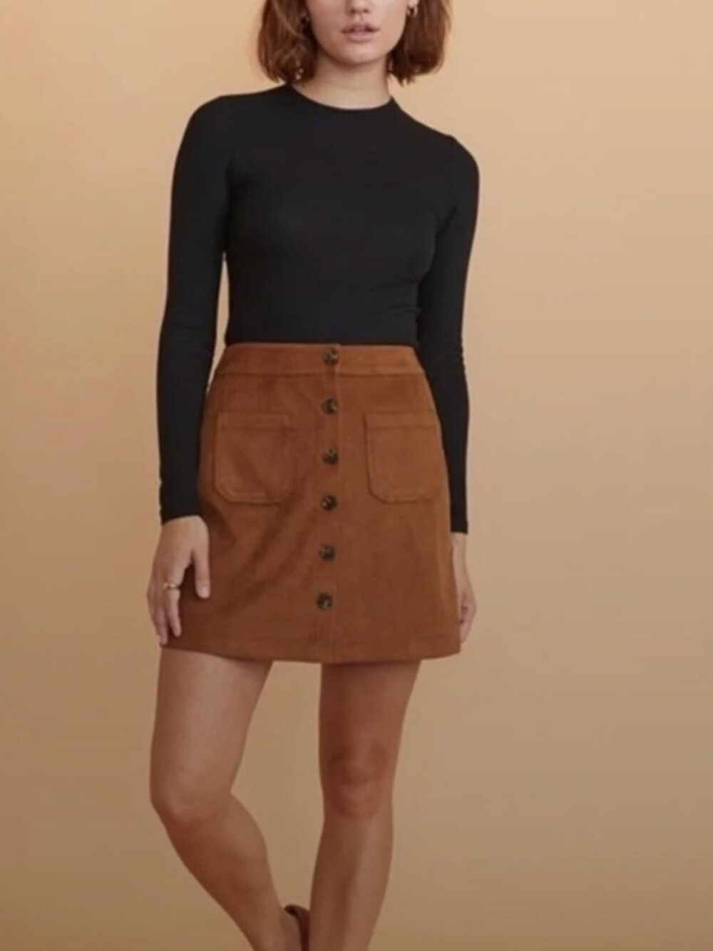 Marine Layer Myra Mini Skirt Faux Suede Tan, Size 0